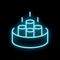 Neon icon of fiber optic cables transmitting data vector