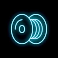 Blue neon icon of a filament spool for 3d printing on a black background vector