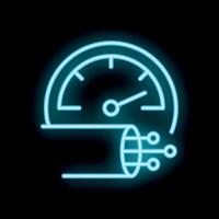 Neon speedometer showing fast fiber optic network speed vector