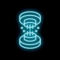 Neon style icon of two platforms exchanging data with light effect vector