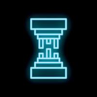 Neon sign of hydraulic press machine crushing object vector