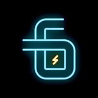 Neon power bank icon glowing on a dark background vector