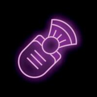 Neon icon of voice recorder broadcasting sound waves vector