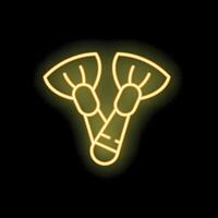Neon flippers glowing on black background representing swimming and summer vector