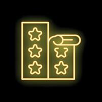 Neon icon representing loyalty program showing stars on card and mobile app vector