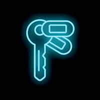 Neon key glowing on black background vector