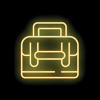 Yellow neon briefcase shining in the dark vector