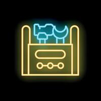 Glowing neon line icon of a toolbox with tools, representing repair and service concepts vector