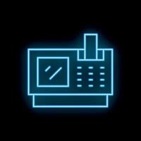 Neon icon of milling machine for metalworking industry vector