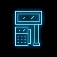 Neon icon of a parking meter accepting contactless payment vector