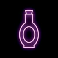 Neon sign of a bottle with a cork on a black background vector