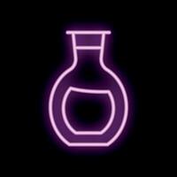 Neon sign representing a laboratory flask with purple light vector