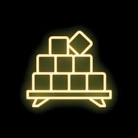 Neon sign of cubes forming a pyramid on a platform vector