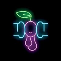 Neon sign depicting grape juice being squeezed from faucet on black background vector