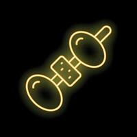 Yellow neon sign of olives on a stick on black background vector
