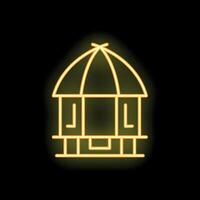 Neon yellow bird cage shining in the dark vector