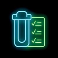 Neon icon of trash can being checked off a to do list vector