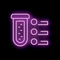 Neon laboratory test tube icon representing scientific experimentation and analysis vector