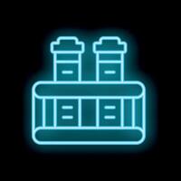 Blue neon sign of a coffee machine making two drinks in a cafe vector