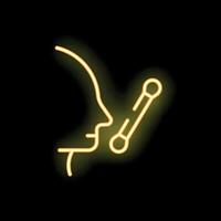 Neon sign of person getting temperature taken with thermometer vector