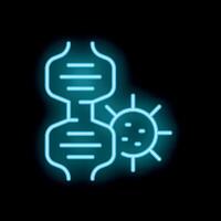Neon style icon representing genetic engineering and virology vector
