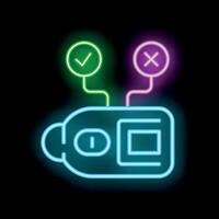 Neon icon of medical device showing right and wrong results vector