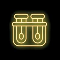 Neon icon of newton's cradle balancing balls on black background vector