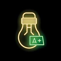 Neon lightbulb shining with a plus grade symbol for educational success vector