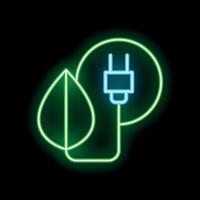 Green energy neon sign representing renewable power source vector