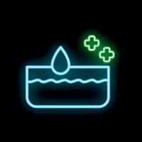 Neon icon of water purification system purifying water with crosses depicting cleanliness vector