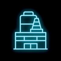 Neon style icon representing building under construction with traffic cone vector