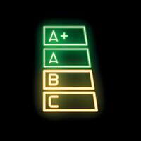 Neon energy efficiency rating with a plus grade vector