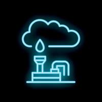 Neon style icon representing cloud seeding technology for climate control vector