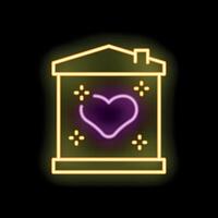 Neon sign of a house with a heart glowing in the window vector