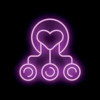 Neon icon of customer relationship management with heart representing customer centricity vector