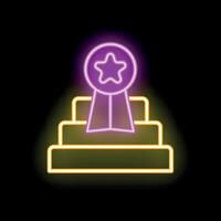 Neon sign representing reaching success through a step by step process vector