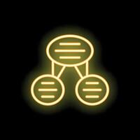 Neon yellow hierarchy structure icon representing business organization chart vector