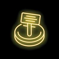 Neon sign showing a sign standing on a coin vector