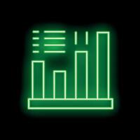 Green neon bar chart showing market analysis data vector