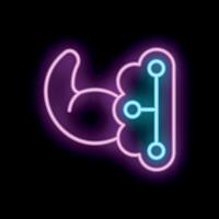 Neon sign of a strong arm lifting a cloud computing symbol vector