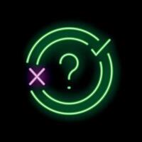Neon green circle showing question mark with right and wrong signs vector