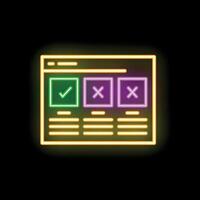 Neon online survey with check and cross marks for feedback vector