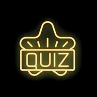 Neon sign with star shape featuring quiz lettering over black background vector