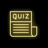 Neon yellow quiz icon glowing on black background vector