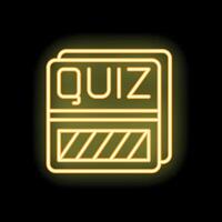 Neon icon of online quiz application interface with answer options vector
