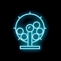 Neon lottery machine spinning on black background vector