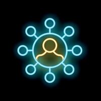 Neon icon of a person connecting with a network vector