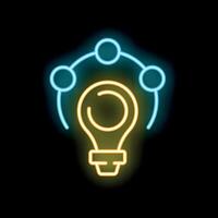 Neon lightbulb representing collaborative idea generation process vector