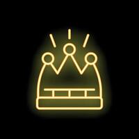 Neon yellow crown glowing on black background vector