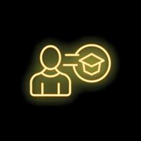 Neon icon of person getting knowledge education and graduation concept vector